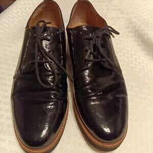 Franco Sarto Women's 9.5 M Patent Leather Carlees Black Loafers Preppy Academia